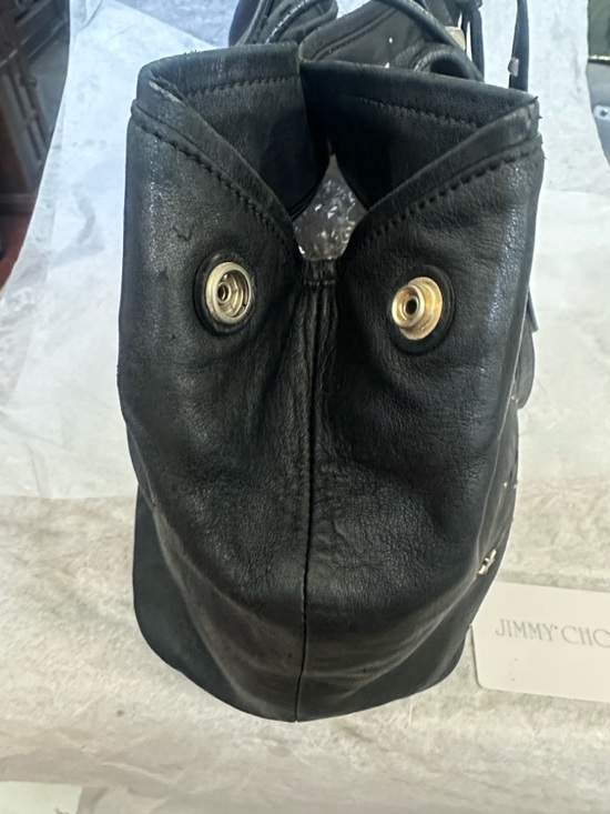 Jimmy Choo Black Zodiac Leather Shoulder Bag w/Gold & Silver Stud Accents COA - Picture 6 of 14